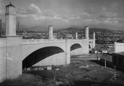 This concrete and steel bridge in Atwater Village spans Interstate 5 and the Los Angeles River and was completed in 1929, just three years after Walt and Roy opened Walt Disney Studios a half-mile away.
