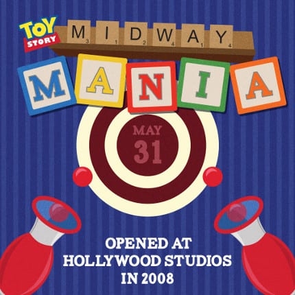 Toy Story Midway Mania opened at Hollywood Studios in 2008