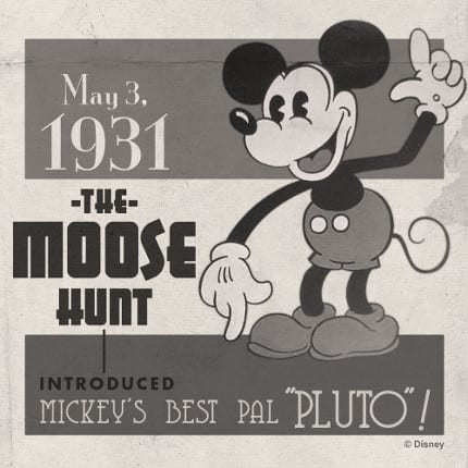 "The Moose Hunt" introduced Mickey's best pal, Pluto, in 1931.