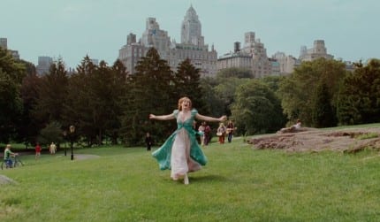 In one shot Giselle runs epicly up a grassy hill, just like Belle in Beauty and the Beast.