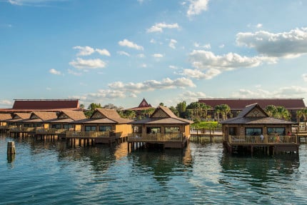 Reminiscent of the South Pacific, the Bora Bora Bungalows at Disney's Polynesian Villas & Bungalows showcase a modern tropical style, sleep up to eight guests in a two-bedroom, home-like setting and feature a plunge pool on a private deck where guests can enjoy views of fireworks over Magic Kingdom. The Bungalows also have two full bathrooms, a kitchen, washer and dryer, and dining and living room spaces for gatherings. The newest Disney Vacation Club Resort, Disney’s Polynesian Villas & Bungalows features 20 Bungalows on Seven Seas Lagoon, the first of this type of accommodation for Disney, and when complete this summer, 360 Deluxe Studios at the Walt Disney World Resort in Lake Buena Vista, Fla. The expansion is part of an overall re-imagination of Disney's Polynesian Village Resort. (Matt Stroshane, photographer)