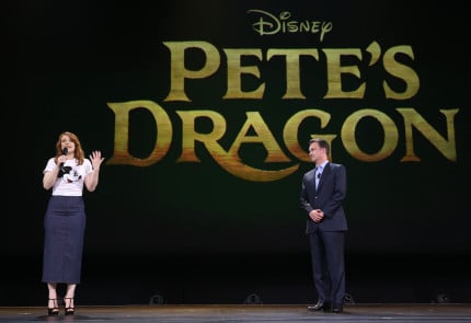 ANAHEIM, CA - AUGUST 15: Actress Bryce Dallas Howard of PETE'S DRAGON (L) and President of Walt Disney Studios Motion Picture Production Sean Bailey took part today in "Worlds, Galaxies, and Universes: Live Action at The Walt Disney Studios" presentation at Disney's D23 EXPO 2015 in Anaheim, Calif. PETES DRAGON will be released in U.S. theaters on August 12, 2016. (Photo by Jesse Grant/Getty Images for Disney) *** Local Caption *** Bryce Dallas Howard; Sean Bailey