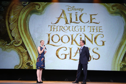 ANAHEIM, CA - AUGUST 15: Actress Mia Wasikowska of ALICE THROUGH THE LOOKING GLASS (L) and President of Walt Disney Studios Motion Picture Production Sean Bailey took part today in "Worlds, Galaxies, and Universes: Live Action at The Walt Disney Studios" presentation at Disney's D23 EXPO 2015 in Anaheim, Calif. ALICE THROUGH THE LOOKING GLASS will be released in U.S. theaters on May 27, 2016. (Photo by Jesse Grant/Getty Images for Disney) *** Local Caption *** Mia Wasikowska; Sean Bailey
