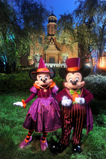 Mickey and Minnie Mouse are decked out in their newest Halloween party-wear in front of the Haunted Mansion at the Magic Kingdom in Lake Buena Vista, Fla. It's all part of the fun that takes place when the Magic Kingdom hosts "Mickey's Not-So-Scary Halloween Party." A separate ticket is required to attend. (Kent Phillips, photographer)