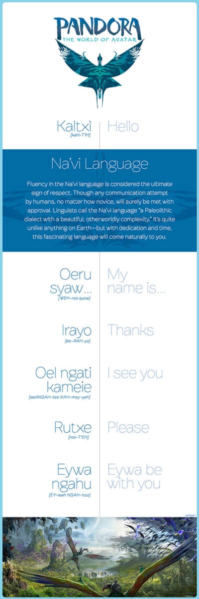 Infographic: Learn to Speak Na’vi For Your Trip To Pandora - The World of Avatar