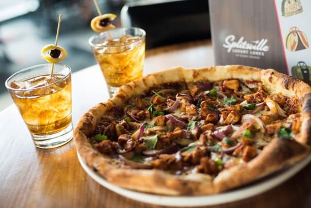 BBQ Chicken Pizza and The Trifecta at Splitsville Dining Room on the Disney Springs Bourbon Trail