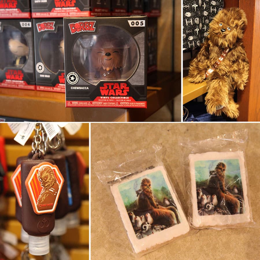 Assorted Chewbacca merchandise