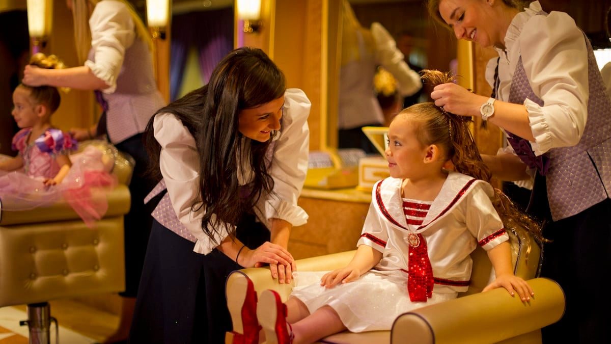 Aspiring young princesses receive the full fairy tale treatment at Bibbidi Bobbidi Boutique on the Disney Fantasy
