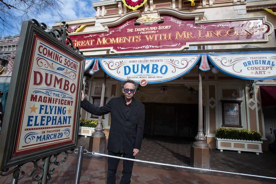 Director Tim Burton Surprises Disneyland Park Guests During a Sneak Peek of “Dumbo”