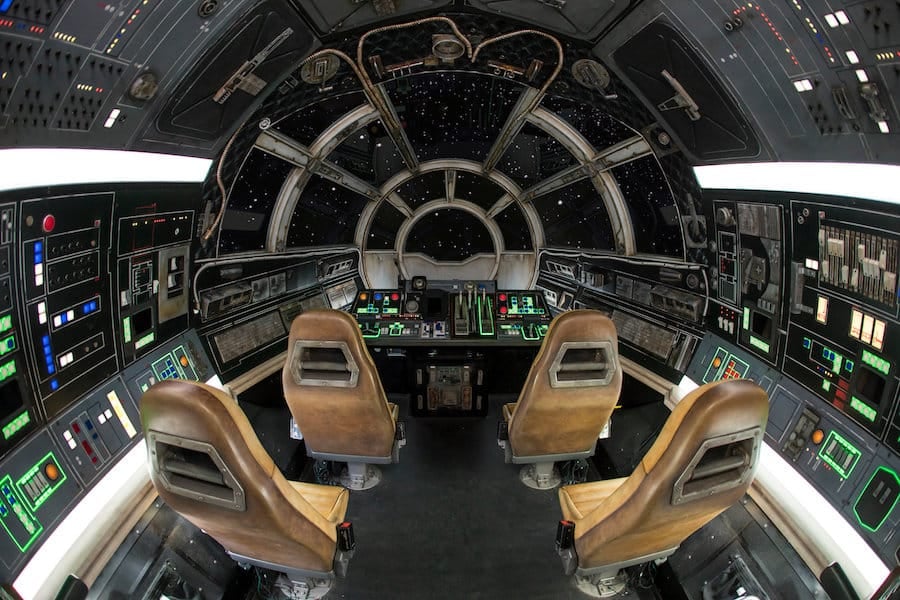 Inside Millennium Falcon: Smugglers Run at Star Wars: Galaxy’s Edge at Disneyland Park