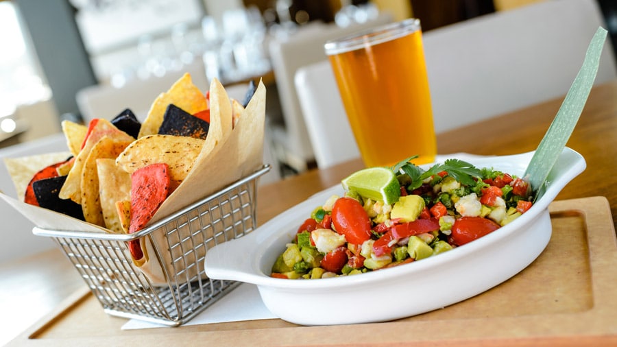 Crab Ceviche and Key Lime Wheat Ale from Paddlefish for Disney Springs Flavors of Florida