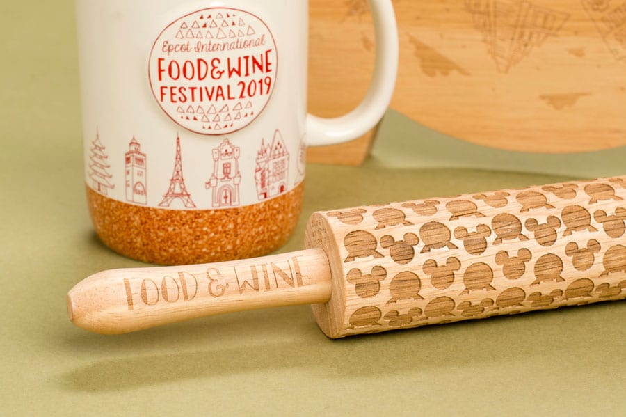 Epcot International Food & Wine Festival 2019 Merchandise - commemorative mug, rolling pin and cutting board