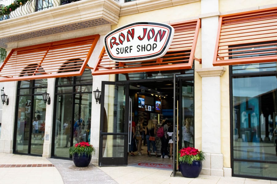 Ron Jon Surf Shop entrance at Disney Springs