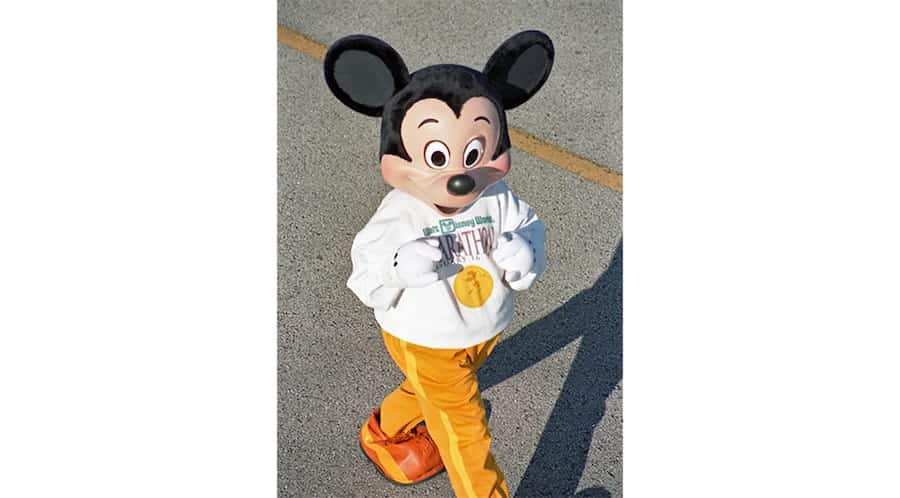 Mickey Mouse at the very first Walt Disney World Marathon in January, 1994