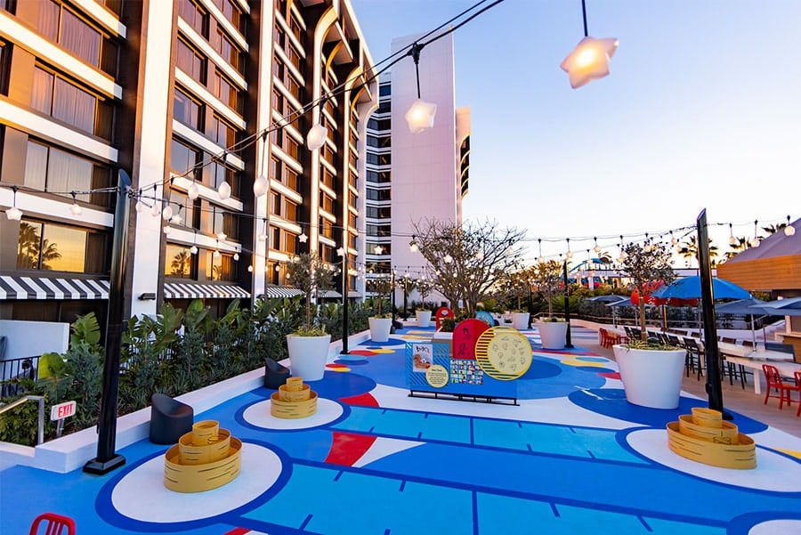 Pixar Shorts Court at Pixar Place Hotel at Disneyland Resort Guests can enjoy their stay by heading to the Pixar Shorts Court on the rooftop deck of Pixar Place Hotel at Disneyland Resort in Anaheim, Calif., with interactive games and imaginative free play inspired by Pixar’s famous short films “La Luna,” “Bao,” “For the Birds” and “Burrow.” (Christian Thompson/Disneyland Resort)