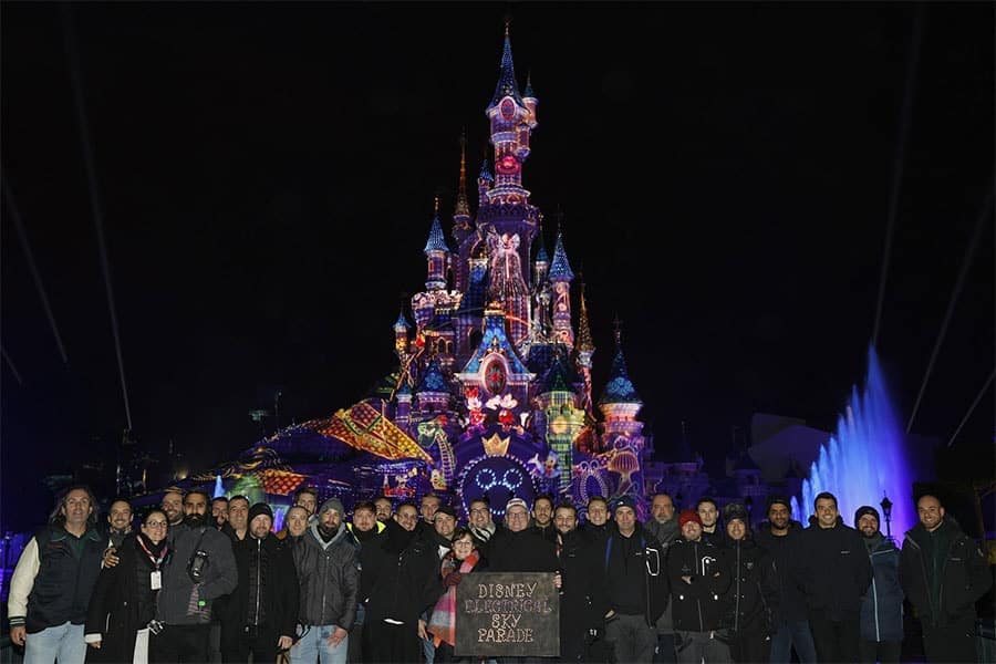 The team of cast members that brought the “Disney Electrical Sky Parade!” to life at Disneyland Paris