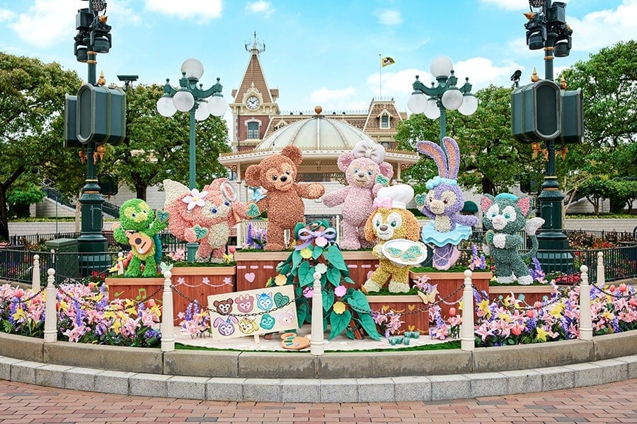 Sculptures of Duffy and Friends in Town Square at Hong Kong Disneyland