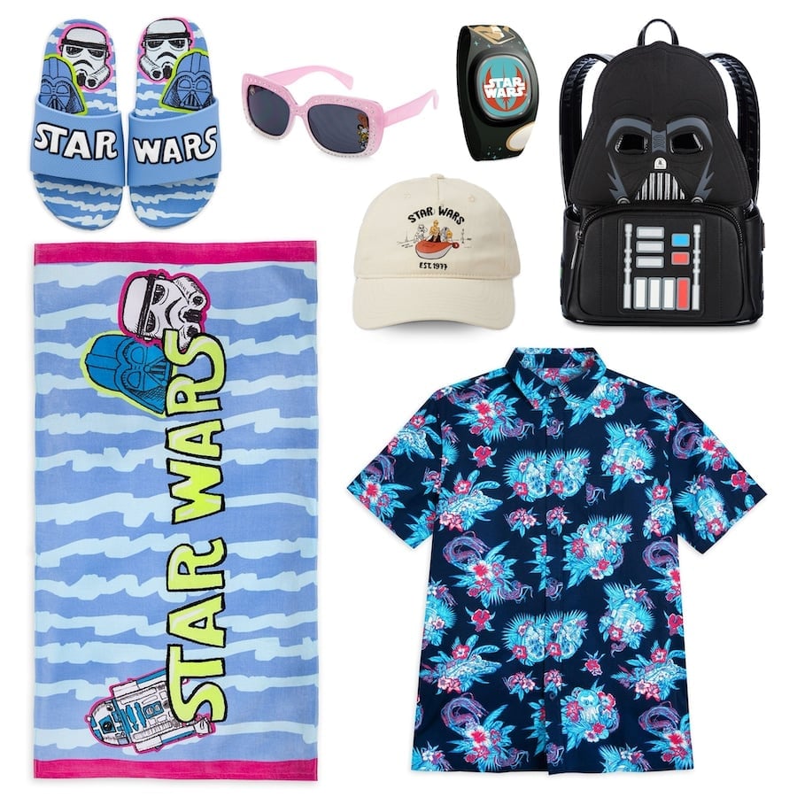 Disney Store’s Star Wars Swim Collections and various Star Wars merchandise for vacation