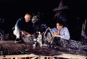 Selick and Burton on set