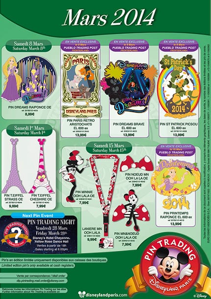 Disneyland Paris March Pin Releases