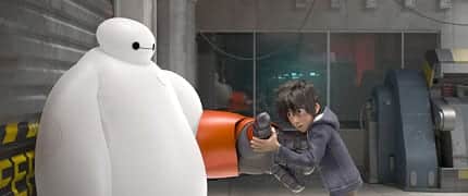 Hiro transforms Baymax into high-tech hero.