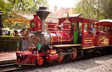 The Ernest S. Marsh departs New Orleans Square Station at Disneyland Park.