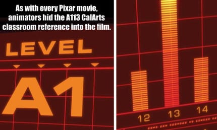 A113, which pays homage to the CalArts room where many of the top Pixar animators had class, appears during the sequence when Mrs. Incredible is trying to locate Mr. Incredible's location in Syndrome's island lair.