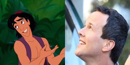 Oh yes, Steve from Full House is the voice of Aladdin. Remember the Full House episode where they all travel to Walt Disney World and Steve was dressed as Aladdin? Well, we do, and it made our childhoods.
