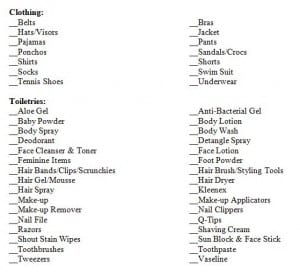 sample Packing Checklist Part 2
