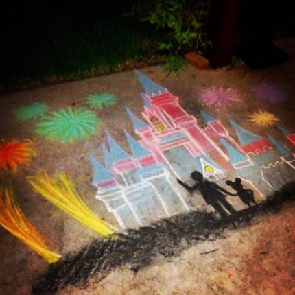The Partners statue is depicted in silhouette against fireworks and victoria rangel even included a hidden Mickey
