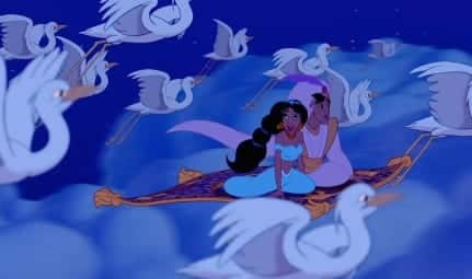 A whole new world with magic carpet in aladdin