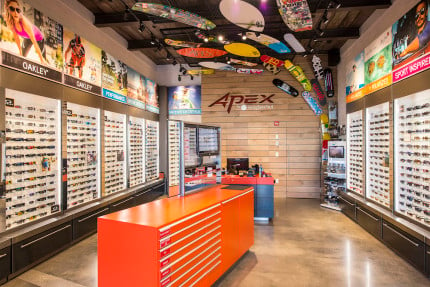 Designed with the athlete, sports and outdoor enthusiast in mind, Apex by Sunglass Hut provides Downtown Disney guests with a first-of-its-kind sunglass store. Showcasing a selection of sport performance and lifestyle eyewear, the new store uses innovative technology, such as the Apex Smart Mirror, to help guests find the best choice in sunglasses.  Downtown Disney is currently undergoing the largest expansion in its history, to be renamed and re-imagined as Disney Springs, an exciting new waterfront district for great dining, shopping and entertainment. Apex by Sunglass Hut is part of the first phase of store openings planned for what will be eventually known as The Landing within Disney Springs. The Landing is the first of four neighborhoods and is scheduled to officially open in spring 2015. Walt Disney World Resort is in Lake Buena Vista, Fla. (Matt Stroshane, photographer)