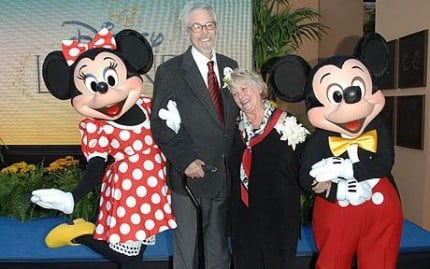 2008 Disney Legends Ceremony...BURBANK, CA - OCTOBER 13: (L-R) Disney charactor Minnie Mouse, the voice of Mickey Mouse & Disney Legend Honoree Wayne Allwine, the voice of Minnie Mouse & Disney Legend Honoree (also Mr. Allwine's wife) Russi Taylor and Disney charactor Mickey Mouse attend the 2008 Disney Legends Ceremony at the Walt Disney Studios on October 13, 2008 in Burbank, California. (Photo by Stephen Shugerman/Getty Images)