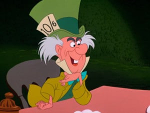 The Mad Hatter in Alice in Wonderland