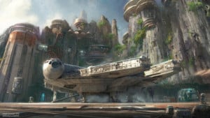 Star Wars-Themed Lands Coming to Disney Parks – Walt Disney Company Chairman and CEO Bob Iger announced at D23 EXPO 2015 that Star Wars-themed lands will be coming to Disneyland park in Anaheim, Calif., and Disney’s Hollywood Studios in Orlando, Fla., creating Disney’s largest single-themed land expansions ever at 14-acres each, transporting guests to a never-before-seen planet, a remote trading port and one of the last stops before wild space where Star Wars characters and their stories come to life. These authentic lands will have two signature attractions, including the ability to take the controls of one of the most recognizable ships in the galaxy, the Millennium Falcon, on a customized secret mission, and an epic Star Wars adventure that puts guests in the middle of a climactic battle. (Disney Parks