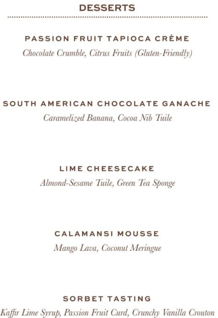 Tiffins menu desserts