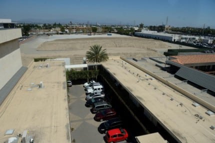 Piles of dirt mark the spot where Disney is planning a new bus drop-off area between Manchester Ave. and Harbor Blvd. in Anaheim. A new pedestrian walkway is planned from the bus drop-off area to Disneyland at the current location of the Carousel Inn (bottom of picture) ///ADDITIONAL INFORMATION: Slug: Disney.NewParkingLot.0811.jag, Day: Wednesday, August 10, 2016 (8/10/16), Time: 2:26:43 PM, Location: Anaheim, California - New Disney Parking Lot - JEFF GRITCHEN, STAFF PHOTOGRAPHER