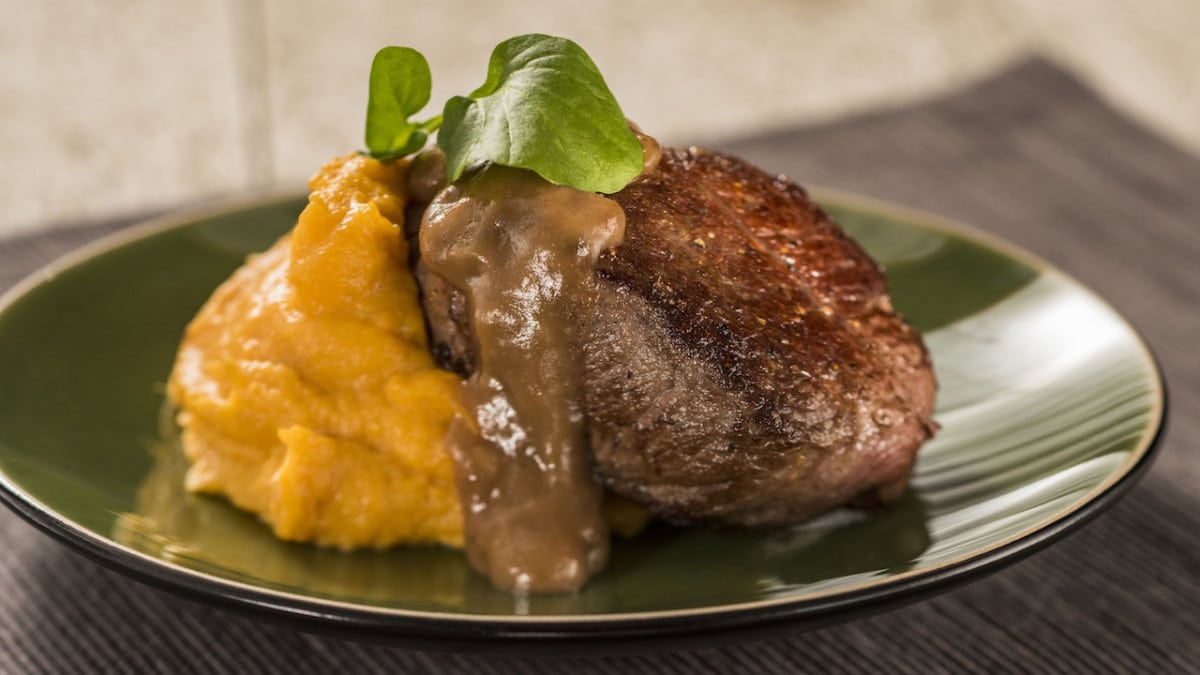 Seared Venison Loin with Wild Mushroom Marsala Sauce and Kumara Purée