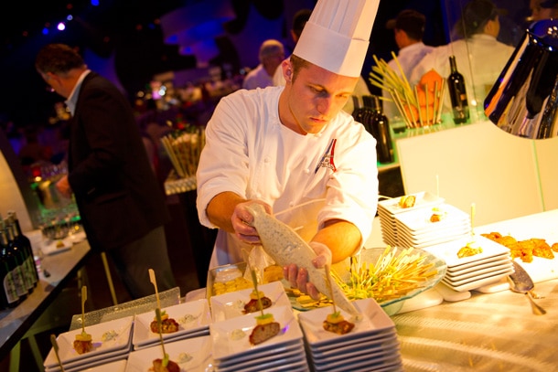 2017 Party for your Senses chef setting up dessert for guests