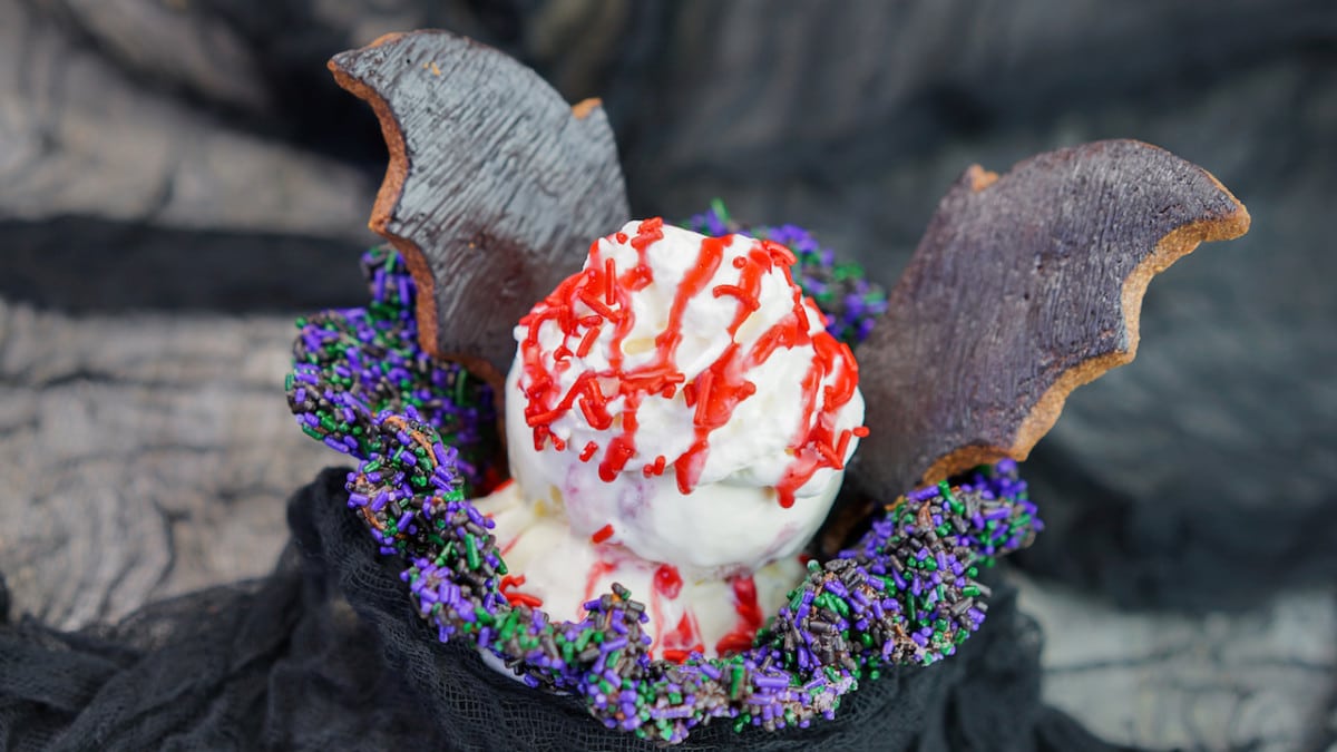 Clarabelle’s Hand Scooped Ice Cream Bat Wing Raspberry Sundae at Disney California Adventure Park