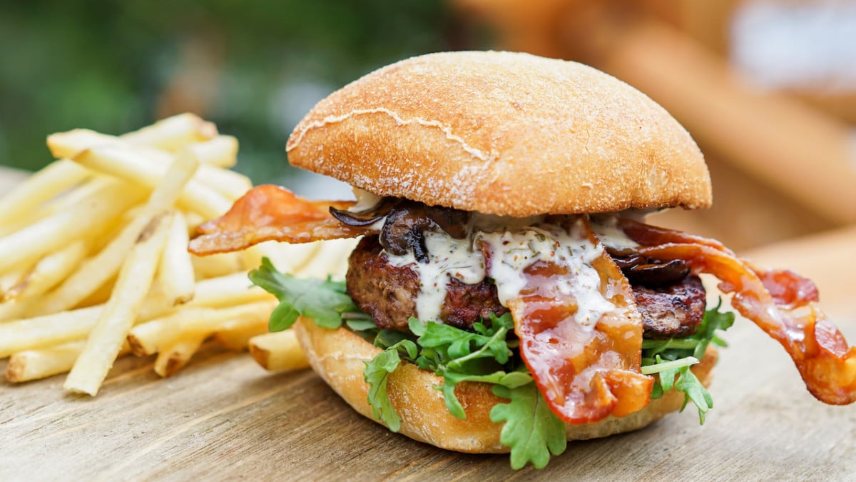 Hungry Bear Restaurant Bison Blue Cheese Burger at Disneyland Park