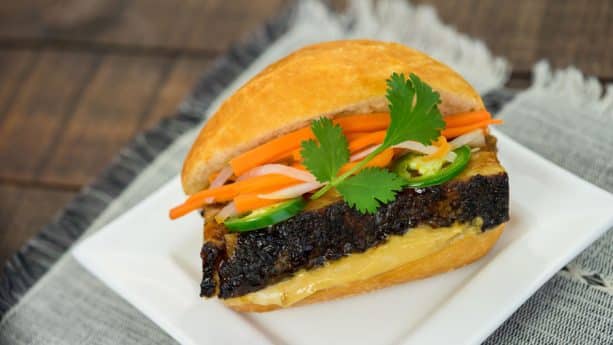 Black Garlic Soy-Braised Pork Belly Banh Mi at Disney California Adventure Food & Wine Festival