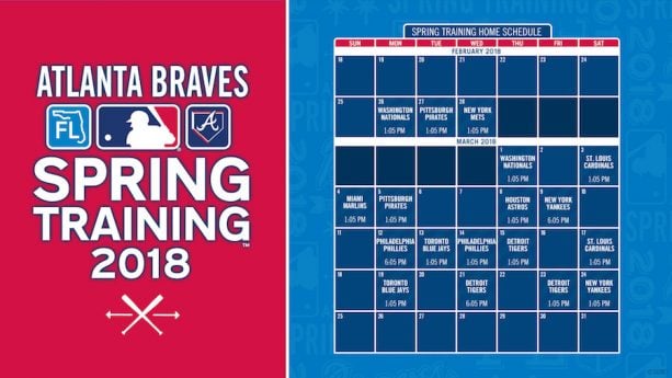 2018 Atlanta Braves Spring Training Schedule