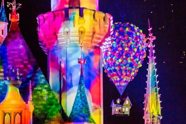 the House from up Flying over Sleeping Beauty Castle