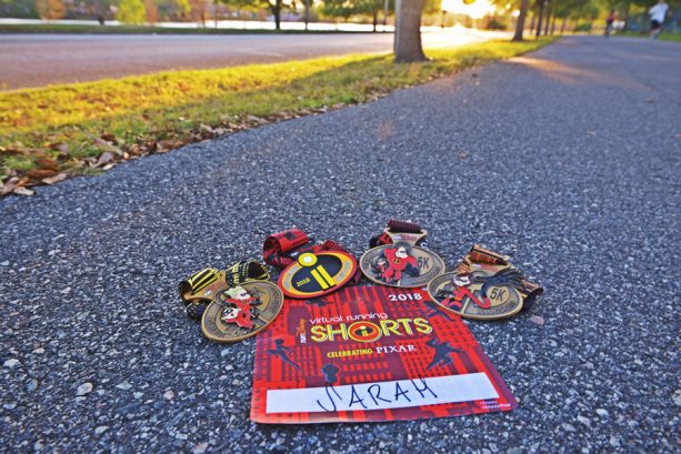 Rundisney Virtual Running Shorts Bib and Finisher Medals