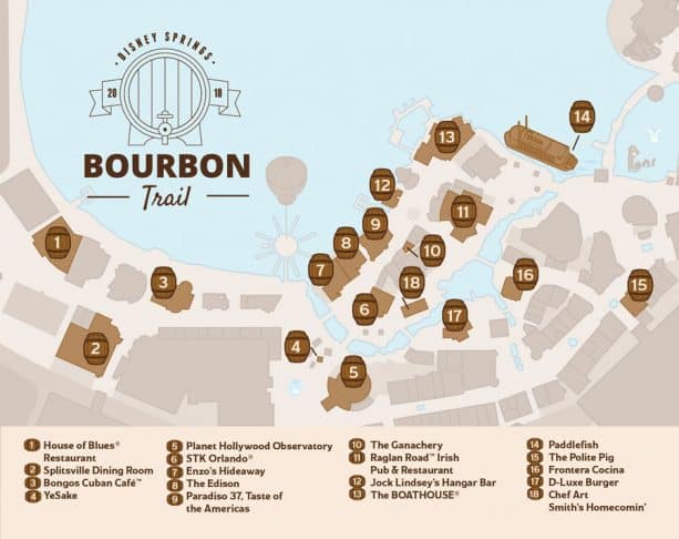 Disney Springs Bourbon Trail Map