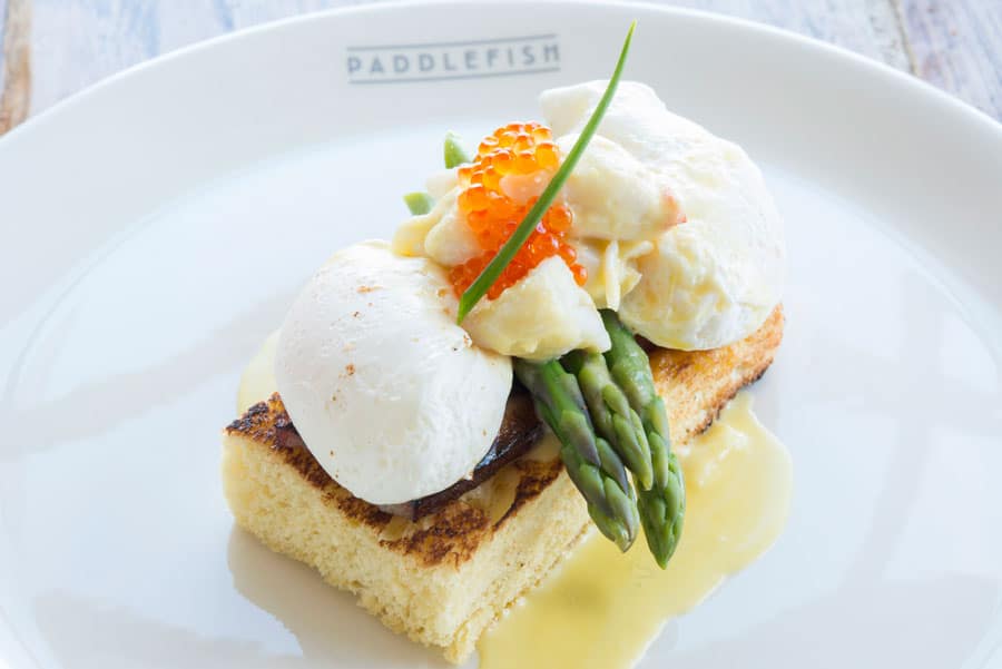 Crab and Asparagus Benedict at Paddlefish at Disney Springs