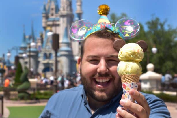 | The Main Street Mouse Birthday Cake Ice Cream of the Month at Plaza Ice Cream Parlor at Magic Kingdom Park