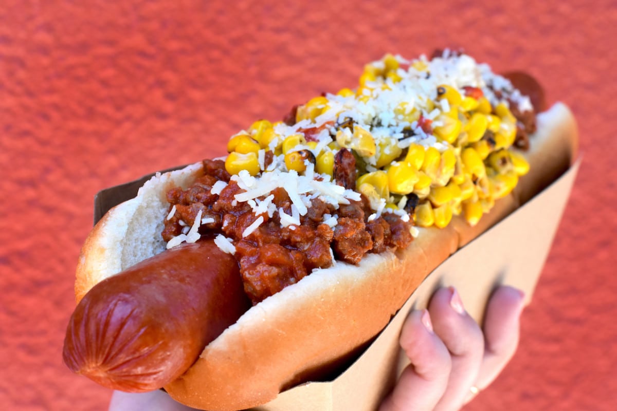 | The Main Street Mouse Aztec Hot Diggity Dog at Caseys Corner in Magic Kingdom Park