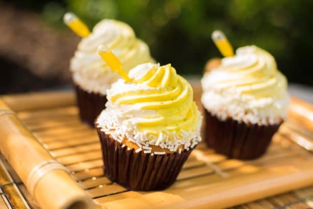| The Main Street Mouse Pineapple Whip Swirl Cupcake at Intermission Food Court at Disneys All star Music Resort